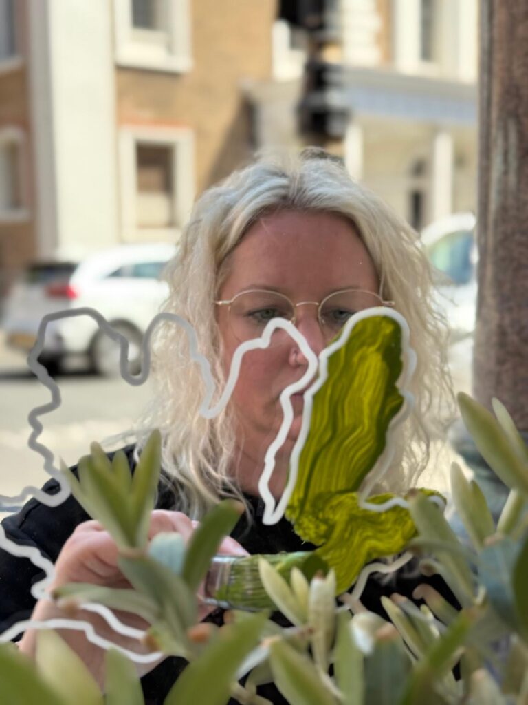 Window Mural painted for Bamford London