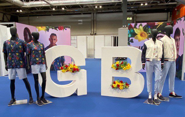 Styled mannequins and visual merchandising display for the Ben Sherman Olympics athlete kit‑out event at the Birmingham NEC.