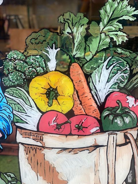 hand painted veg mural, grow fresh project